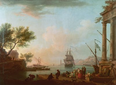 Hafen bei Sonnenaufgang, 1757 von Claude Joseph Vernet
